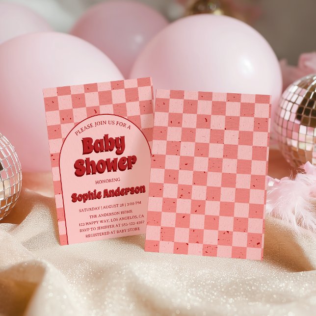 Vintage Retro Red Pattern Baby Shower Invitation (Creator Uploaded)