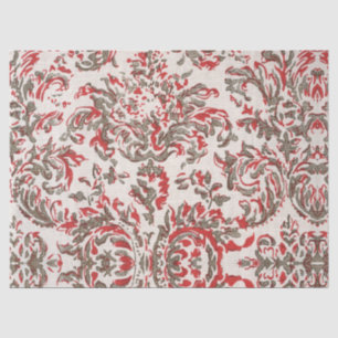 Vintage Retro Red Taupe Cream Mid Century Pattern Tissue Paper