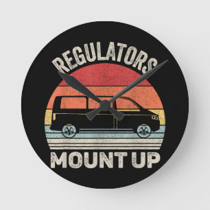 Vintage Retro Regulators Mount Up Funny Mom Round Clock