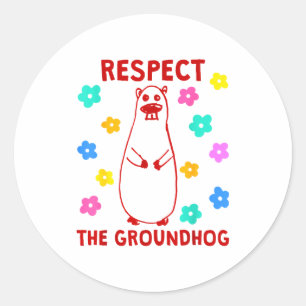 Vintage Retro Respect The Groundhog Holiday Funny Classic Round Sticker
