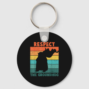 Vintage Retro Respect The Groundhog Holiday Funny Keychain