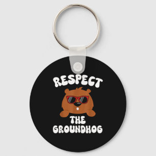 Vintage Retro Respect The Groundhog Holiday Funny Keychain