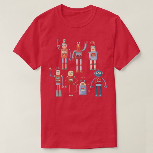 Vintage Retro Robots T-Shirt (Design Front)