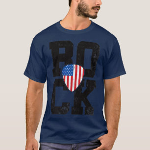 Vintage Retro Rock American Flag Guitar Pick Music T-Shirt