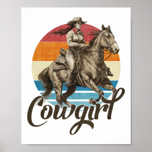 Vintage Retro Rodeo Cowgirl  Poster