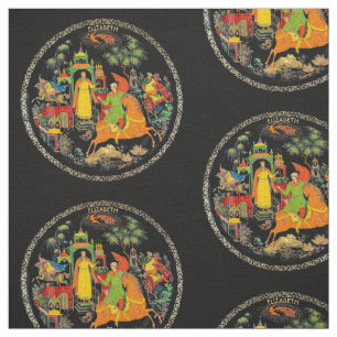 Vintage Retro Russian Fairy Tale Fantasy Colorful Fabric
