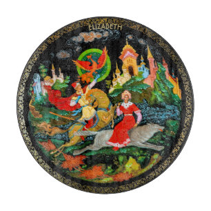 Vintage Retro Russian Fairy Tale Fantasy Colourful Cutting Board