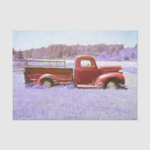 Vintage Retro Rustic Colourful Red Purple Truck Tissue Paper