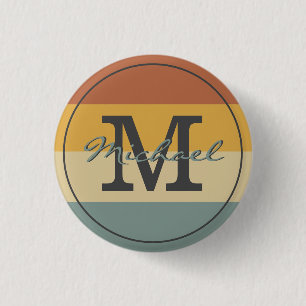 Vintage retro rustic name initials personalized  1 inch round button