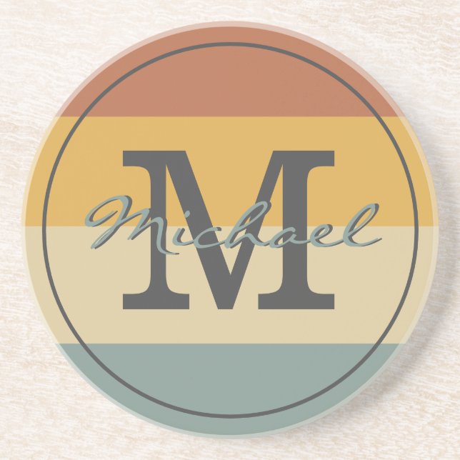 Vintage retro rustic name initials personalized  coaster (Front)