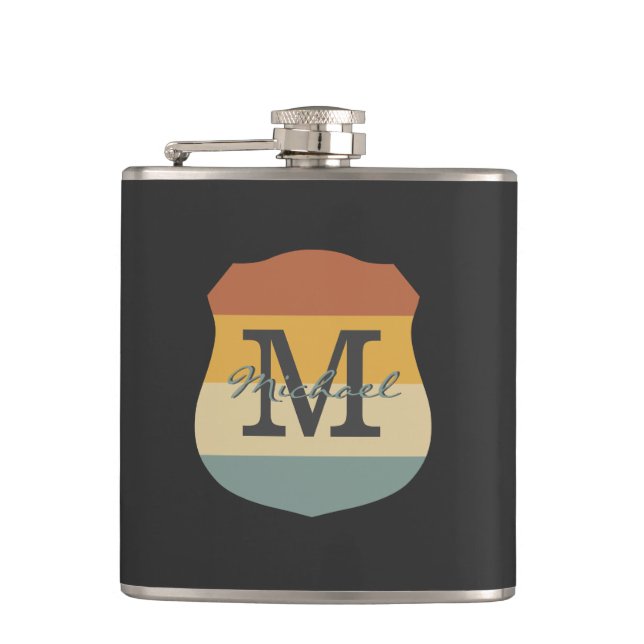 Vintage retro rustic name initials personalized  hip flask (Front)