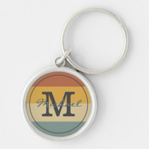 Vintage retro rustic name initials personalized keychain