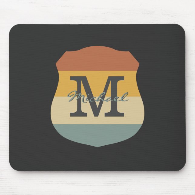 Vintage retro rustic name initials personalized mouse pad (Front)