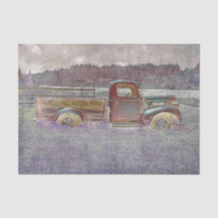 Vintage Retro Rustic Red Purple Art Farm Truck Tissue Paper