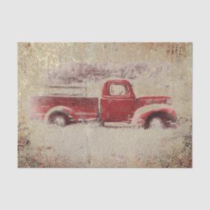 Vintage Retro Rustic Red Truck Texture Background Tissue Paper
