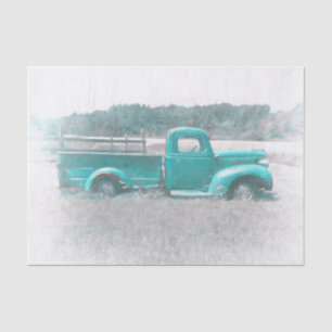 Vintage Retro Rustic Teal Green Farm Truck Tissue Paper