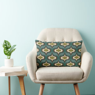 Vintage Retro Sage Green Lumbar Pillow