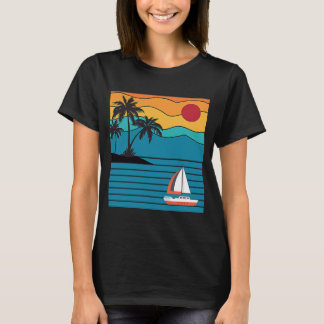Vintage Retro Sailboat 80s 70s Style Sailing Boat T-Shirt