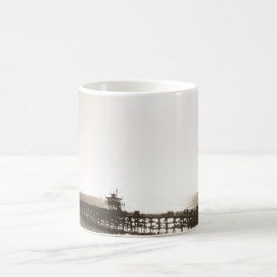 vintage retro san clemente pier california sepia coffee mug