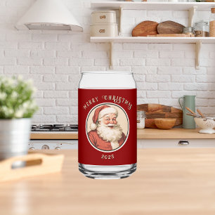 Vintage Retro Santa Can Glass