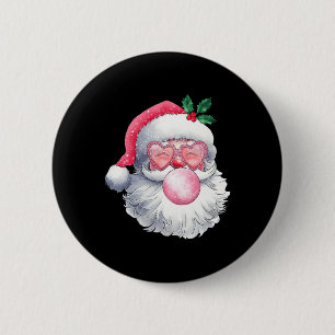 Vintage Retro Santa Christmas Bubble Gum Pink Sung 2 Inch Round Button
