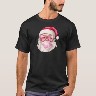 Vintage Retro Santa Christmas Bubble Gum Pink Sung T-Shirt