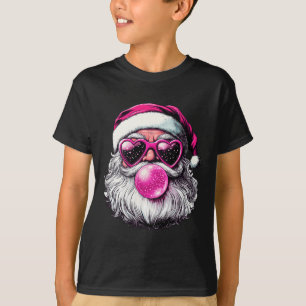 Vintage Retro Santa Christmas Bubble Gum Pink Sung T-Shirt