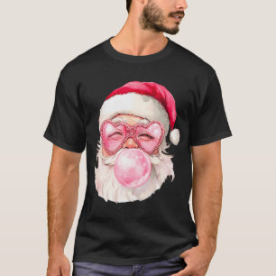 Vintage Retro Santa Christmas Bubble Gum Pink T-Shirt