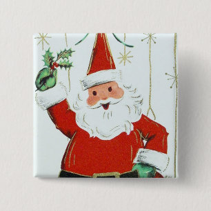 Vintage retro Santa Christmas Holiday button