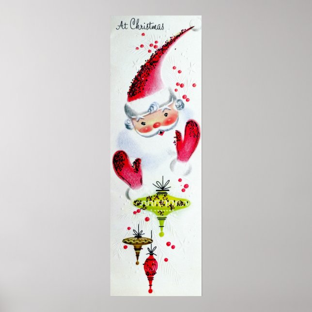 Vintage retro Santa Christmas Holiday poster (Front)