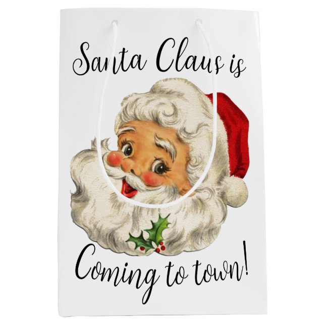 VINTAGE/ RETRO SANTA Christmas  Medium Gift Bag (Front)