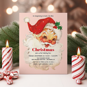 Vintage Retro Santa Christmas Party Invitation