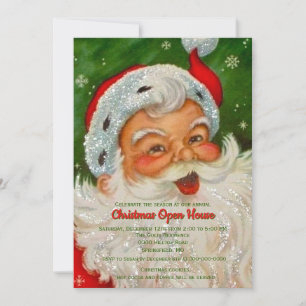 Vintage Retro Santa Claus Christmas Invitation