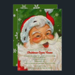 Vintage Retro Santa Claus Christmas  Invitation<br><div class="desc">This Christmas invitation was created for a holiday open house. The design features a portrait of a vintage Santa Claus.  Personalize this festive red and green invitation with your information.  Use this template invitation for a holiday open house,   Christmas party,  or another seasonal event.</div>