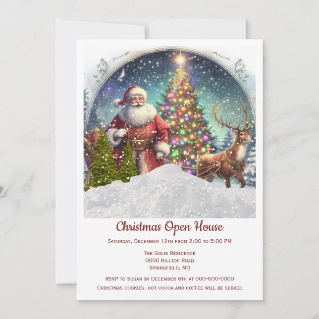 Vintage Retro Santa Claus Christmas  Invitation (Front)