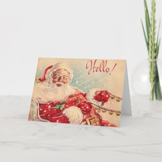 Vintage Retro Santa Claus Greeting Card (Front)