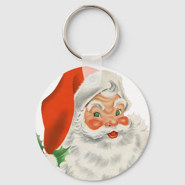 Vintage Retro Santa Claus Keychain (Front)