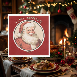 Vintage Retro Santa  Napkin