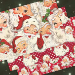 Vintage Retro Santa Red Christmas Wrapping Paper Sheet<br><div class="desc">Check out this fun vintage retro Santa design.  Featuring three designs with the rosy cheeked rogue!  Candy canes,  polka dots and festive Christmas fun.</div>