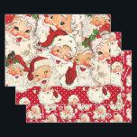 Vintage Retro Santa Red Christmas Wrapping Paper Sheet<br><div class="desc">Check out this fun vintage retro Santa design.  Featuring three designs with the rosy cheeked rogue!  Candy canes,  polka dots and festive Christmas fun.</div>