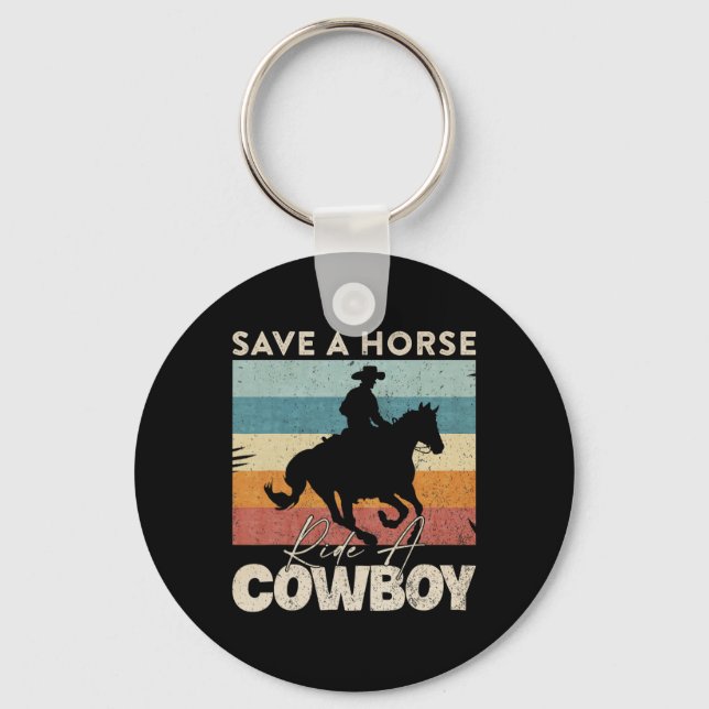Vintage Retro Save A Horse  Keychain (Front)