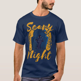 Vintage Retro Scary Night Graveyard & Zombie Hand  T-Shirt