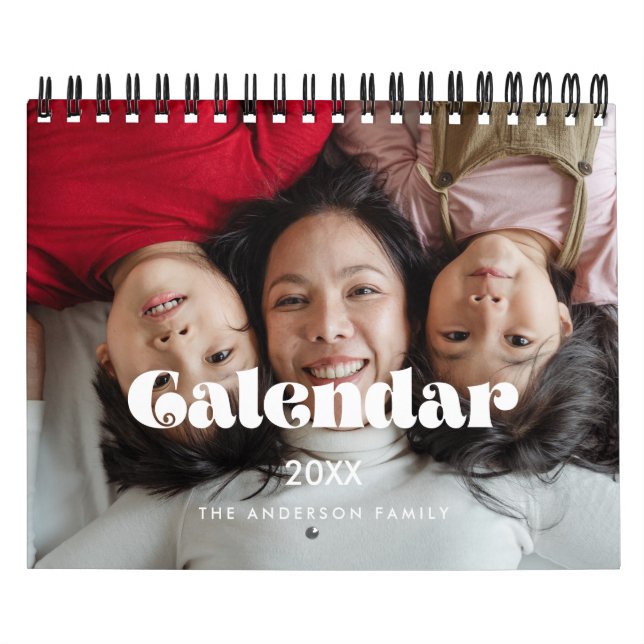 Vintage retro script 2026 family photo calendar (Cover)