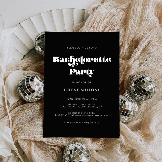 Vintage retro script Bachelorette Party Invitation (Creator Uploaded)