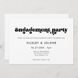 Vintage retro script engagement party invitation