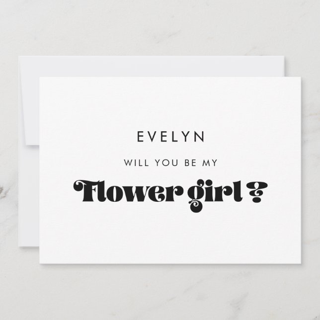 Vintage Retro Script Flower Girl Proposal Card (Front)