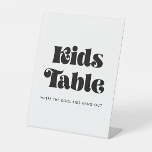 Vintage Retro Script Kids Table Pedestal Sign