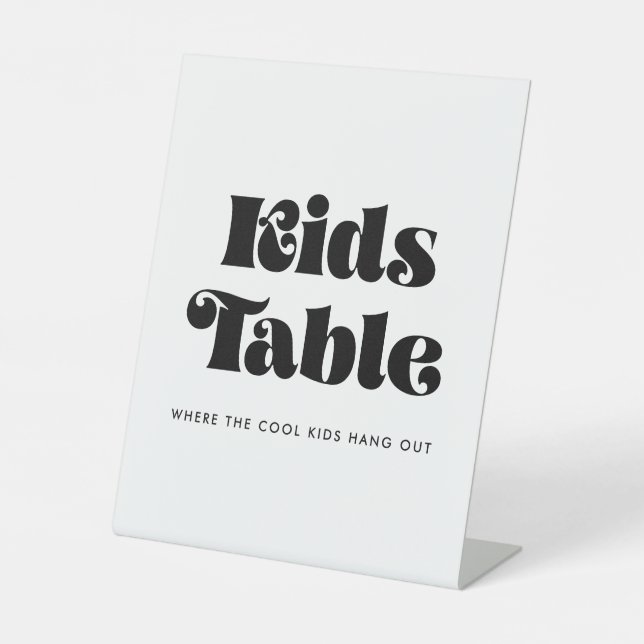 Vintage Retro Script Kids Table Pedestal Sign (Front)