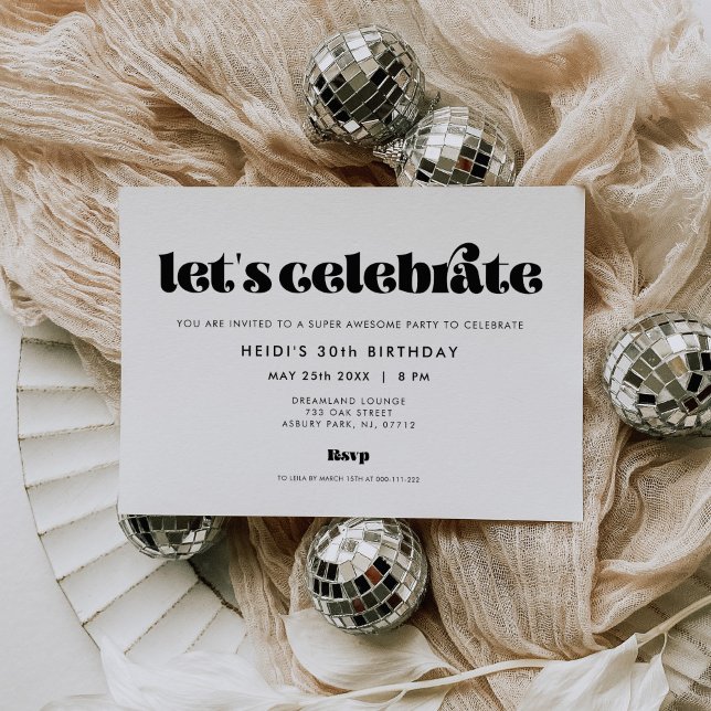 Vintage Retro Script Let's celebrate Birthday Invitation (Creator Uploaded)