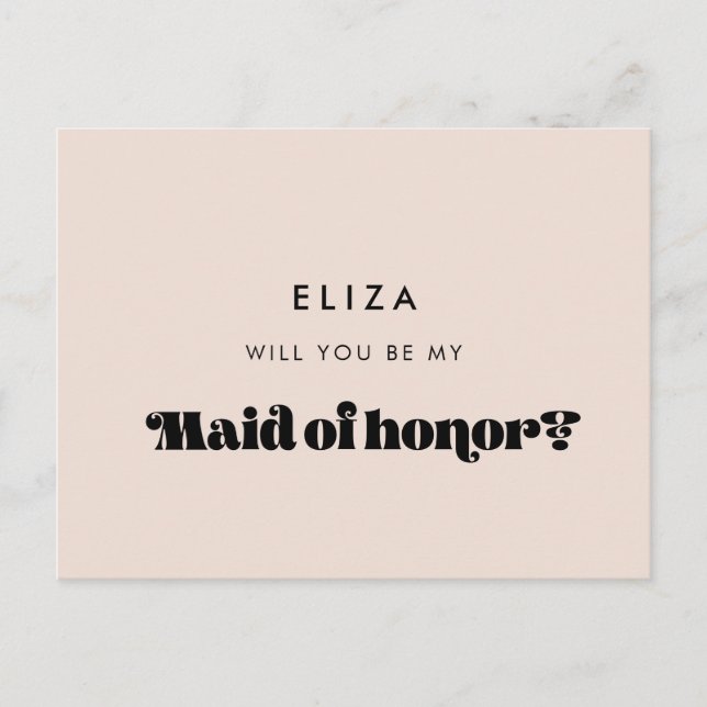 Vintage retro script Maid of honour proposal Postcard (Front)